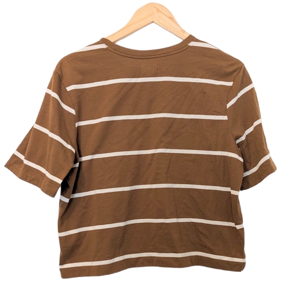 UpWest Striped Perfect Pocket Tee Golden Stripe White Cream Large - Picture 4 of 7